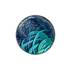 Oceanic Fractal Turquoise Blue Hat Clip Ball Marker by Pakrebo