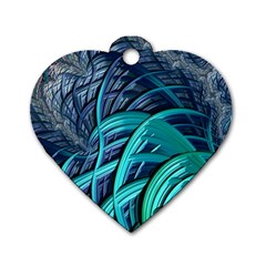 Oceanic Fractal Turquoise Blue Dog Tag Heart (two Sides) by Pakrebo