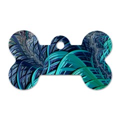 Oceanic Fractal Turquoise Blue Dog Tag Bone (two Sides) by Pakrebo