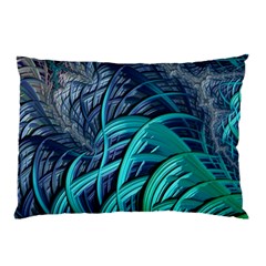 Oceanic Fractal Turquoise Blue Pillow Case by Pakrebo