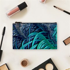 Oceanic Fractal Turquoise Blue Cosmetic Bag (small)