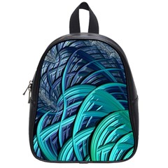 Oceanic Fractal Turquoise Blue School Bag (small) by Pakrebo