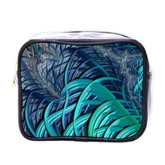 Oceanic Fractal Turquoise Blue Mini Toiletries Bag (one Side) by Pakrebo