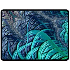 Oceanic Fractal Turquoise Blue Fleece Blanket (large)  by Pakrebo