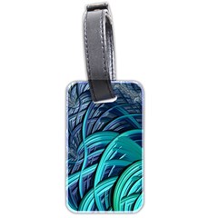 Oceanic Fractal Turquoise Blue Luggage Tags (two Sides) by Pakrebo