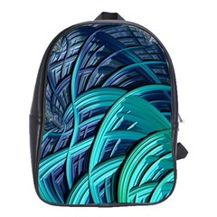 Oceanic Fractal Turquoise Blue School Bag (xl) by Pakrebo