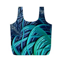 Oceanic Fractal Turquoise Blue Full Print Recycle Bag (m) by Pakrebo