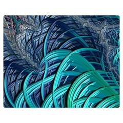 Oceanic Fractal Turquoise Blue Double Sided Flano Blanket (medium)  by Pakrebo