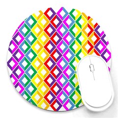 Rainbow Colors Chevron Design Round Mousepads by Pakrebo