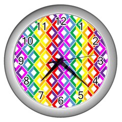 Rainbow Colors Chevron Design Wall Clock (silver)