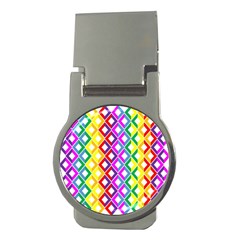 Rainbow Colors Chevron Design Money Clips (round)  by Pakrebo