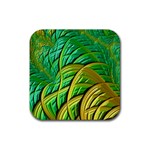 Patterns Green Yellow String Rubber Coaster (Square)  Front