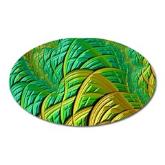 Patterns Green Yellow String Oval Magnet by Pakrebo