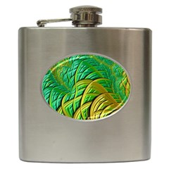 Patterns Green Yellow String Hip Flask (6 Oz) by Pakrebo