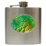 Patterns Green Yellow String Hip Flask (6 oz) Front