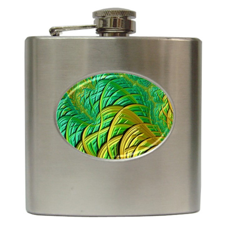 Patterns Green Yellow String Hip Flask (6 oz)