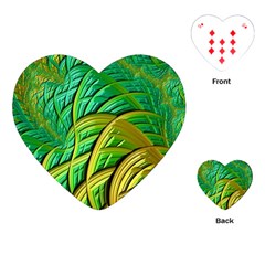 Patterns Green Yellow String Playing Cards (heart) by Pakrebo