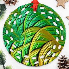 Patterns Green Yellow String Ornament (round Filigree) by Pakrebo