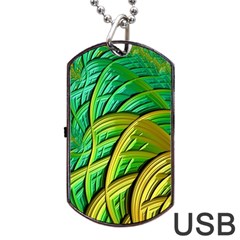 Patterns Green Yellow String Dog Tag Usb Flash (one Side) by Pakrebo