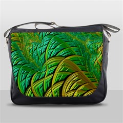 Patterns Green Yellow String Messenger Bag by Pakrebo