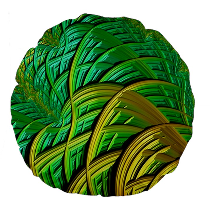 Patterns Green Yellow String Large 18  Premium Round Cushions