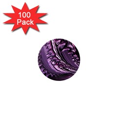 Purple Fractal Flowing Fantasy 1  Mini Buttons (100 Pack)  by Pakrebo