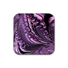 Purple Fractal Flowing Fantasy Rubber Coaster (square)  by Pakrebo