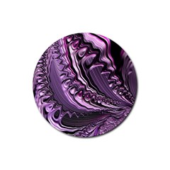 Purple Fractal Flowing Fantasy Rubber Coaster (round)  by Pakrebo