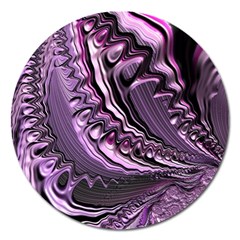 Purple Fractal Flowing Fantasy Magnet 5  (round) by Pakrebo