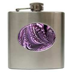 Purple Fractal Flowing Fantasy Hip Flask (6 Oz) by Pakrebo