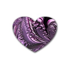 Purple Fractal Flowing Fantasy Heart Coaster (4 Pack)  by Pakrebo