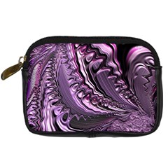 Purple Fractal Flowing Fantasy Digital Camera Leather Case by Pakrebo