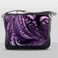 Purple Fractal Flowing Fantasy Messenger Bag by Pakrebo