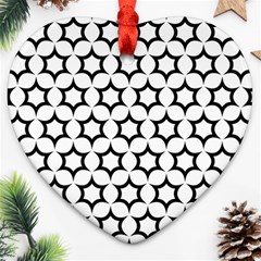 Pattern Star Repeating Black White Ornament (heart) by Pakrebo