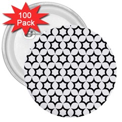 Pattern Star Repeating Black White 3  Buttons (100 Pack)  by Pakrebo