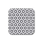 Pattern Star Repeating Black White Rubber Square Coaster (4 pack)  Front