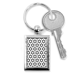 Pattern Star Repeating Black White Key Chains (rectangle)  by Pakrebo