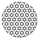 Pattern Star Repeating Black White Magnet 5  (Round) Front