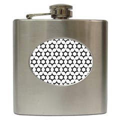 Pattern Star Repeating Black White Hip Flask (6 Oz) by Pakrebo