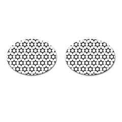 Pattern Star Repeating Black White Cufflinks (oval) by Pakrebo