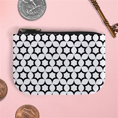 Pattern Star Repeating Black White Mini Coin Purse by Pakrebo