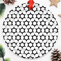 Pattern Star Repeating Black White Ornament (round Filigree) by Pakrebo