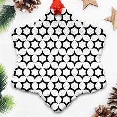 Pattern Star Repeating Black White Snowflake Ornament (two Sides) by Pakrebo