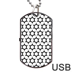 Pattern Star Repeating Black White Dog Tag Usb Flash (one Side) by Pakrebo