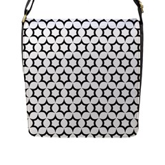 Pattern Star Repeating Black White Flap Closure Messenger Bag (l) by Pakrebo