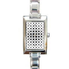 Square Diagonal Pattern Monochrome Rectangle Italian Charm Watch by Pakrebo