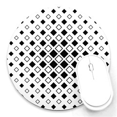 Square Diagonal Pattern Monochrome Round Mousepads by Pakrebo