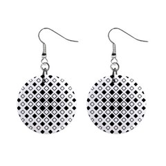 Square Diagonal Pattern Monochrome Mini Button Earrings by Pakrebo