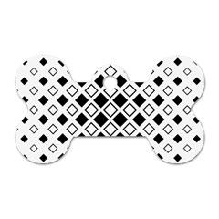 Square Diagonal Pattern Monochrome Dog Tag Bone (one Side) by Pakrebo