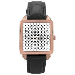 Square Diagonal Pattern Monochrome Rose Gold Leather Watch  by Pakrebo